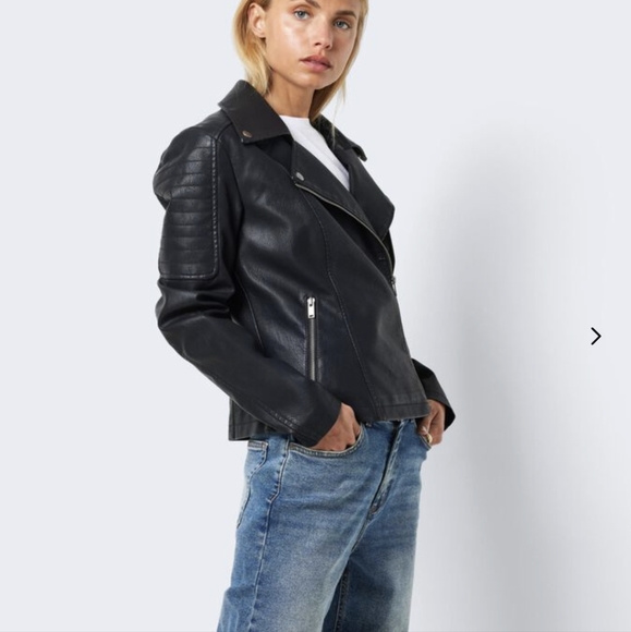Noisy May Faux Leather Jacket | Size S | Black Leather Jacket | Coated Jacket - Picture 3 of 13